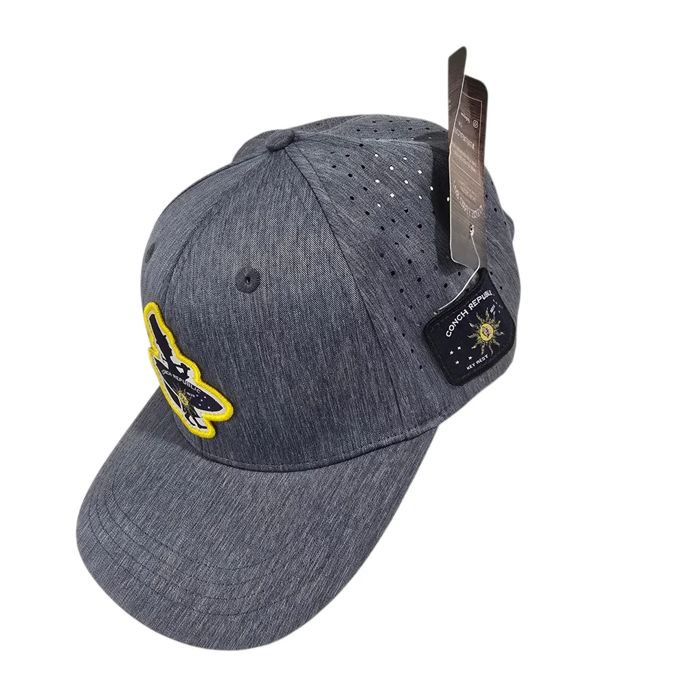 Conch Republic Gray Baseball Cap with Yellow-Outlined Patch New